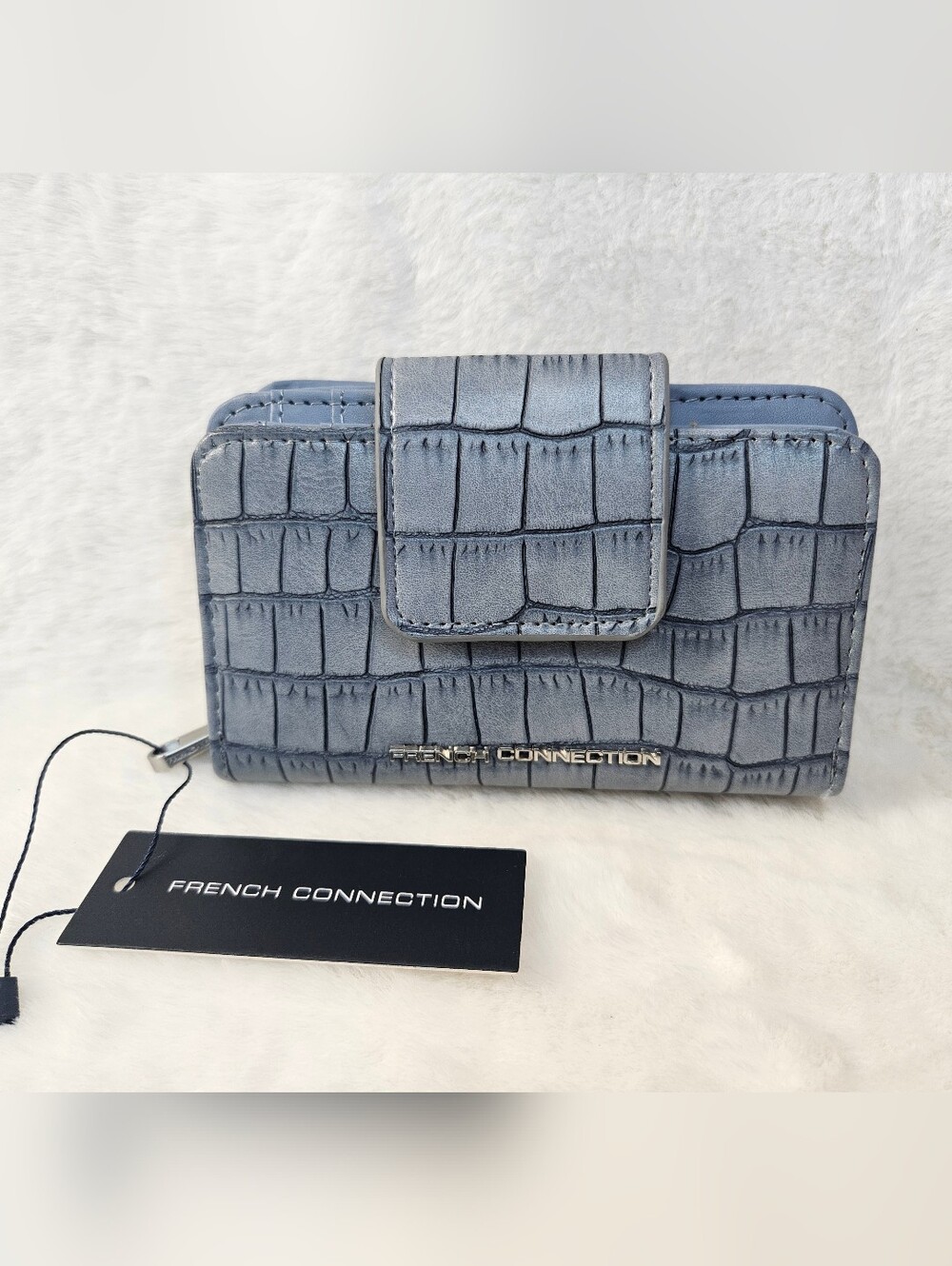 NWT French Connection Emmy Croco Denim Wallet
